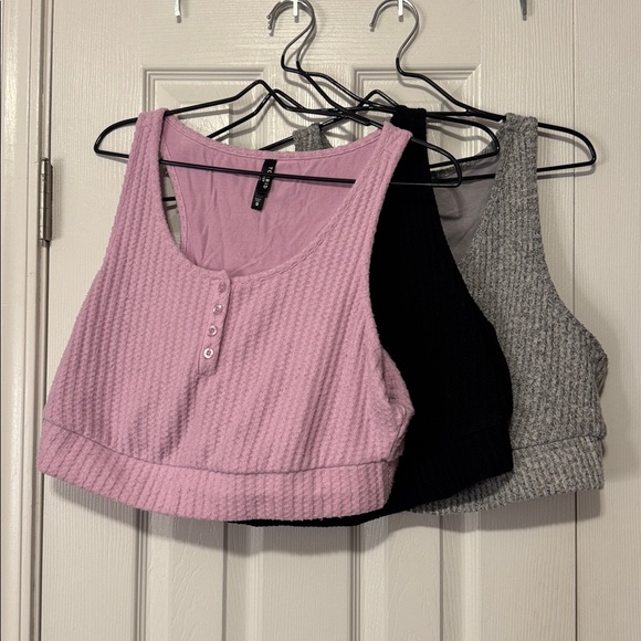 torrid Other - Torrid Gray, Pink, Black Super Soft Plush Waffle Crop Lounge Cami Bundle